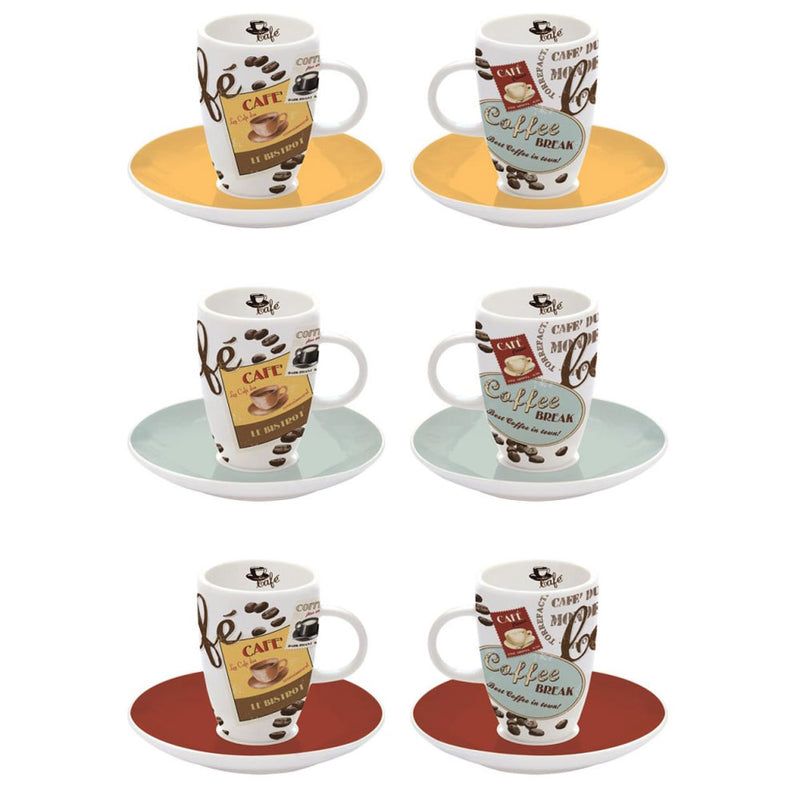 Vintage Expresso Cup and Saucer Set 6pc