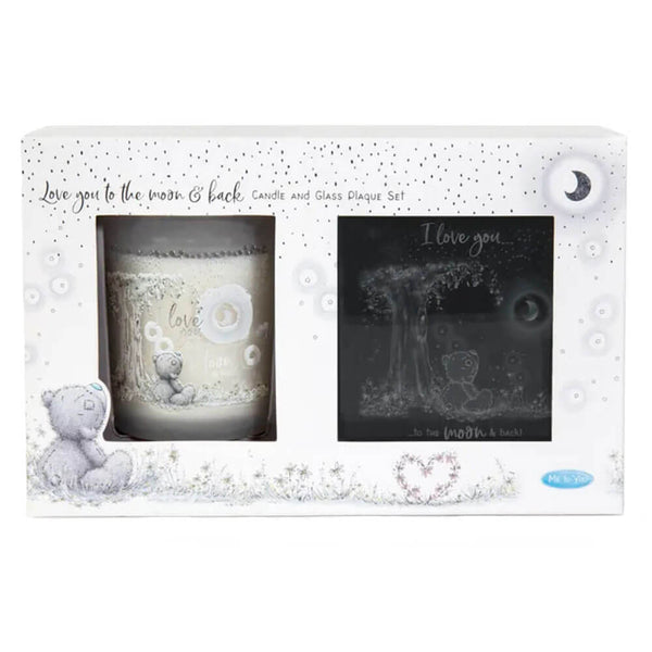 Me to You Moon & Back Candle and Glass Plaque Set