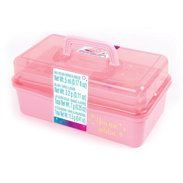 3C4G Pink and Gold Hard Case Makeup Storage