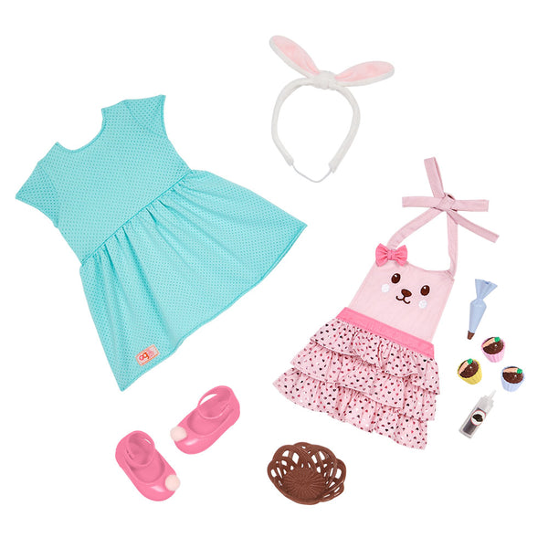 Our Generation Rabbits & Carrots Baking Doll Outfit