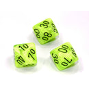 Chessex Tens 10 Dice Vortex Polyhedral (Bright Green/black)