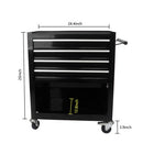 4-Drawer Multifunctional Tool Cart with Wheels (Black)