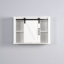 Barn Door Bathroom Cabinet with Adjustable Shelves (White)