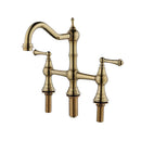 Bridge Dual Handles Faucet w/ Pull-Out Side Spray (Gold)