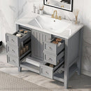 Vanity with Sink, Cabinet, & 3 Drawers 36" (Grey)