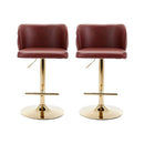 PU Armless Bar Stools with Gold Details (Set of 2)