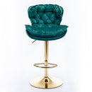 Taburetes de barra giratoria de terciopelo ajustable (conjunto de 2)