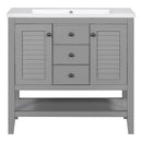 Vanity with Ceramic Basin, Cabinets, Drawers & Shelf (Grey)