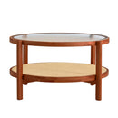 Wooden Double Layered Circular Rattan Coffee Table