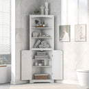 White Corner Cabinet with Adjustable Shelves