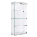4-Tier Double Door Glass Display Cabinet