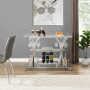 Bar Cart with Wine Rack and Glass Metal Frame (Silver)