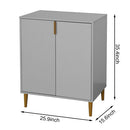 2 Doors Wooden Console Table with Carved Door Panel (Grey)