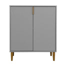 2 Doors Wooden Console Table with Carved Door Panel (Grey)