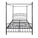 Queen Size Metal Canopy Bed Frame with Head & Footboard