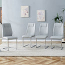 High Back Dining Chairs with Metal Base 4pcs (Grey/Silver)