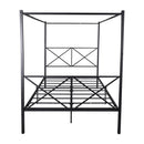 Quick Assembly Queen Sized Metal Canopy Bed (Black)