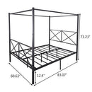 Quick Assembly Queen Sized Metal Canopy Bed (Black)