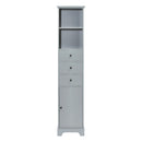 Tall Bathroom Cabinet w/ 3 Drawers & Adjustable Shelf (Grey)