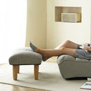 Modern Linen Ottoman Foot Stool with Wooden Finish (Grey)