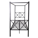 XShaped Twin-Sized Full Metal Canopy Style Bed Frame (Black)