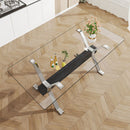 Modern Chrome Plated Glass Table w/ Black Support Crossbar