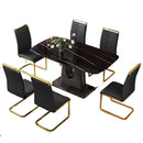 6-Seater Marble Table & Gold Plated Chair Set