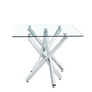 6-8 Seater Dining Table with Glass Top & Silver Metal Legs