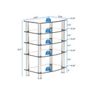 5-Tier Glass Side Table with Stainless Steel Frame (Black)