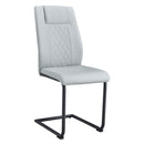 Leather High Back Dining Chairs w/ Metal Base 4pc (Gry/Blck)