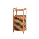 Natural Bamboo Laundry Storage Basket with 2 Tier Shelf