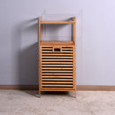 Natural Bamboo Laundry Storage Basket with 2 Tier Shelf