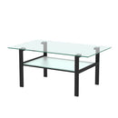 Double Layer Glass Coffee Table w/ Metal Legs