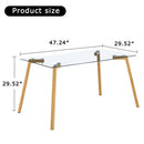 Minimalist Rectangular Glass Dining Table with Metal Legs