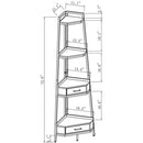 72.64'' 4-Tier Corner Shelf Bookcase w/ Two Drawers (Black)