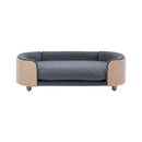 Dog Bed Solid Wood Leg Bent Back Velvet Cushion Large