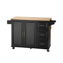 3 Drawers Wooden Top Kitchen Cart w/ Adjustable Shelf