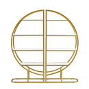 4-Tier Round Open Bookshelf with Gold Metal Frame (White)