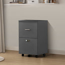 2 Drawers Office Rolling File Cabinet with Lock (Dark Grey)