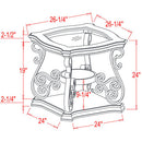 Glass Top Coffee Table with Powder Finish Legs (Brown)