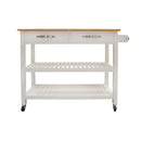 Lockable Rubber Wood Top Mobile Kitchen Island
