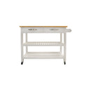 Isla de cocina móvil de madera de goma bloqueable