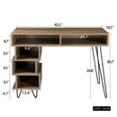 Geometry Desk with 2 Drawers & V-Shaped Iron Legs (Brown)