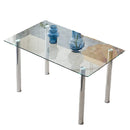 Minimalist Rectangular Glass Desktop with Silver Metal Legs
