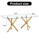 6-8 Seater Table with Transparent Top & Wooden Metal Leg