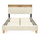 12 Slats Queen-Sized Bedframe with Upholstered Headboard