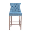 Tufted Velvet Bar Stool w/ Wooden Legs 2pcs