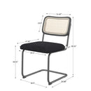 Teddy Velvet Dining Chair with Sponge Rattan 2pcs (Black)