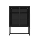 Free Standing Black Modern Accent Storage Cabinet w/ Doors