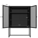 Free Standing Black Modern Accent Storage Cabinet w/ Doors